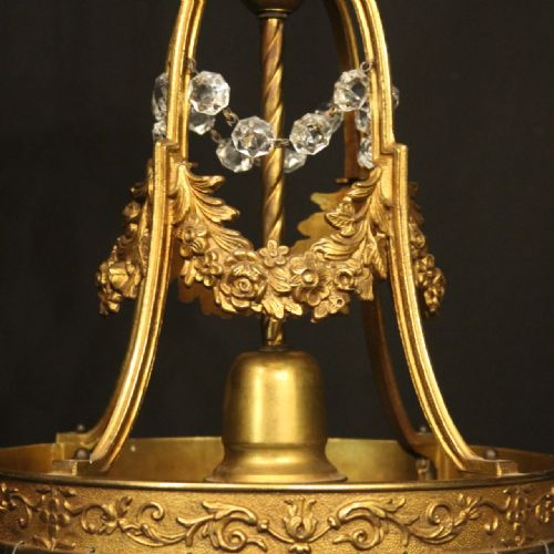 FRENCH GILDED SINGLE LIGHT ANTIQUE CHANDELIER - ADDITIONAL PHOTO 6