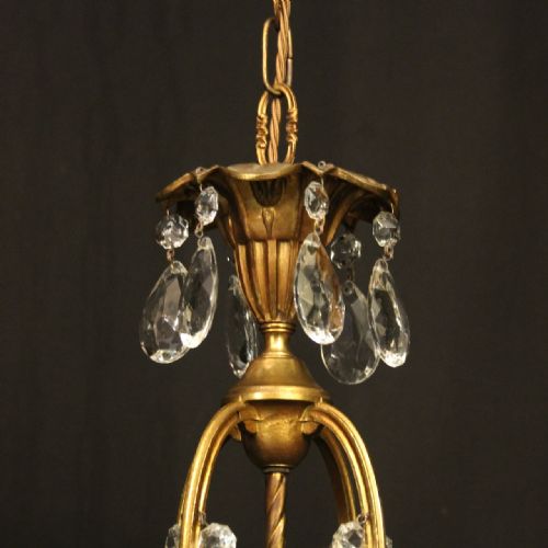 FRENCH GILDED SINGLE LIGHT ANTIQUE CHANDELIER - ADDITIONAL PHOTO 8