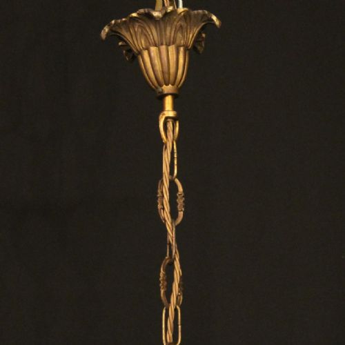FRENCH GILDED SINGLE LIGHT ANTIQUE CHANDELIER - ADDITIONAL PHOTO 9
