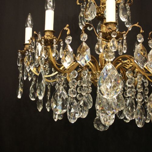 FRENCH 10 LIGHT GILDED BRONZE CRYSTAL ANTIQUE CHANDELIER - ADDITIONAL PHOTO 1