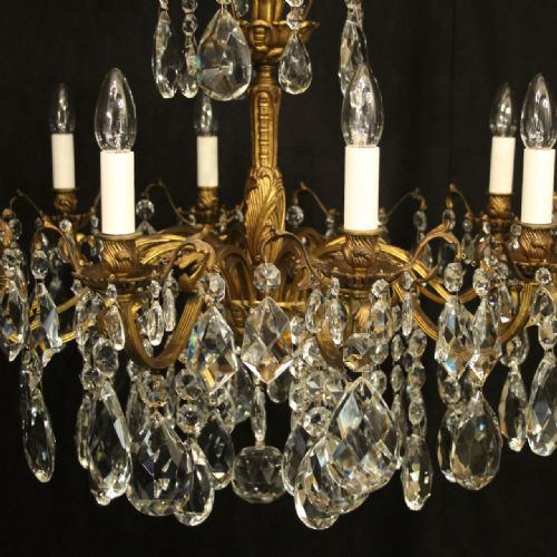 FRENCH 10 LIGHT GILDED BRONZE CRYSTAL ANTIQUE CHANDELIER - ADDITIONAL PHOTO 2