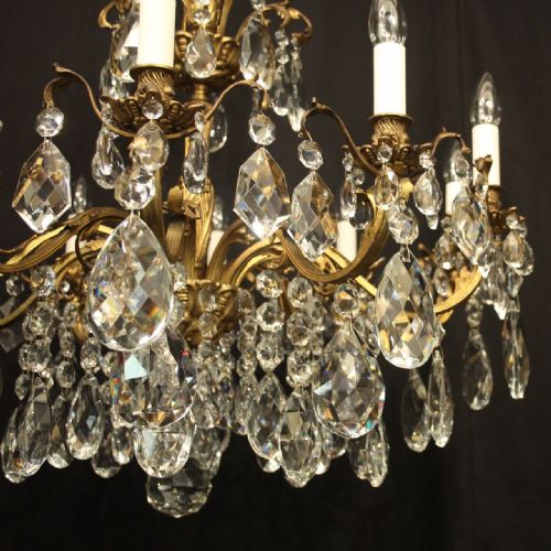FRENCH 10 LIGHT GILDED BRONZE CRYSTAL ANTIQUE CHANDELIER - ADDITIONAL PHOTO 3