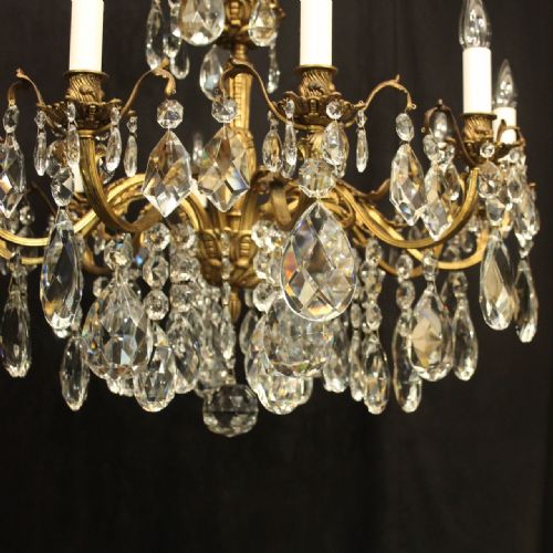 FRENCH 10 LIGHT GILDED BRONZE CRYSTAL ANTIQUE CHANDELIER - ADDITIONAL PHOTO 4