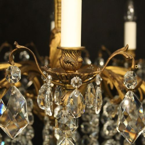 FRENCH 10 LIGHT GILDED BRONZE CRYSTAL ANTIQUE CHANDELIER - ADDITIONAL PHOTO 5