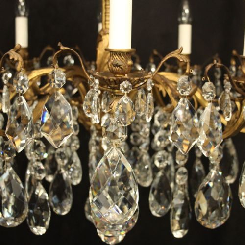 FRENCH 10 LIGHT GILDED BRONZE CRYSTAL ANTIQUE CHANDELIER - ADDITIONAL PHOTO 6
