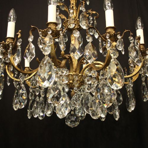 FRENCH 10 LIGHT GILDED BRONZE CRYSTAL ANTIQUE CHANDELIER - ADDITIONAL PHOTO 7