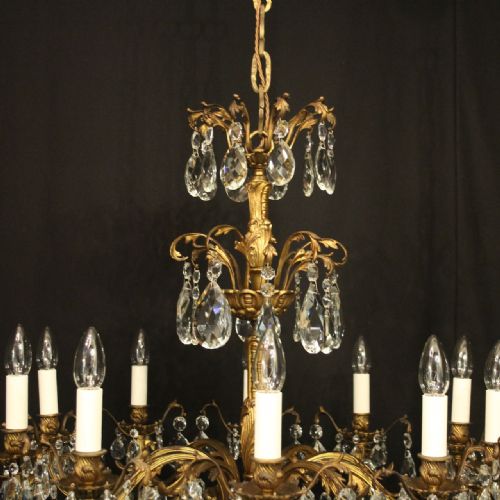 FRENCH 10 LIGHT GILDED BRONZE CRYSTAL ANTIQUE CHANDELIER - ADDITIONAL PHOTO 8