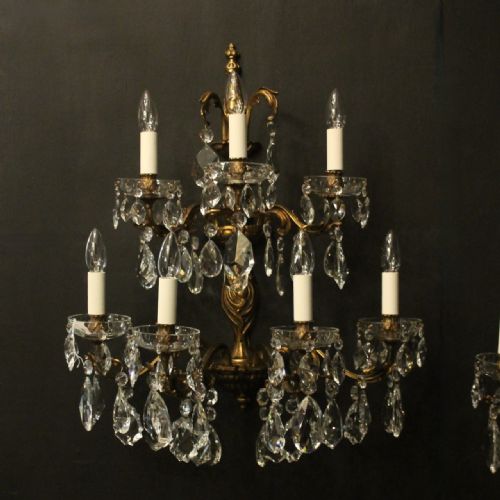 FRENCH LARGE PAIR OF GILDED SEVEN ARM WALL LIGHTS - ADDITIONAL PHOTO 1