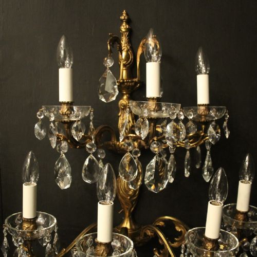 FRENCH LARGE PAIR OF GILDED SEVEN ARM WALL LIGHTS - ADDITIONAL PHOTO 3