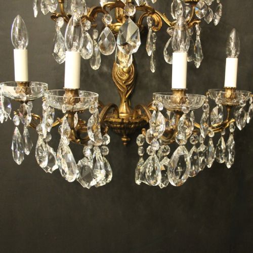 FRENCH LARGE PAIR OF GILDED SEVEN ARM WALL LIGHTS - ADDITIONAL PHOTO 4