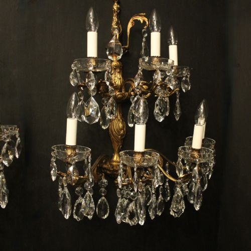 FRENCH LARGE PAIR OF GILDED SEVEN ARM WALL LIGHTS - ADDITIONAL PHOTO 6