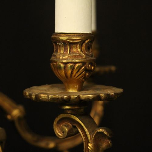 FRENCH GILDED BRONZE 6 LIGHT ANTIQUE CHANDELIER - ADDITIONAL PHOTO 1