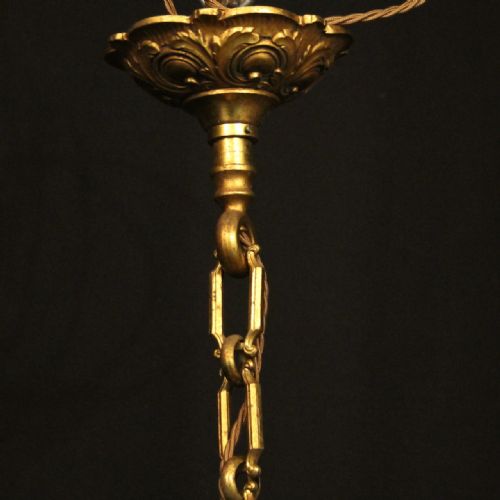 FRENCH GILDED BRONZE 6 LIGHT ANTIQUE CHANDELIER - ADDITIONAL PHOTO 7