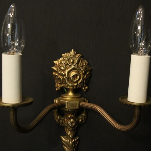 FRENCH PAIR OF TWIN ARM GILDED WALL LIGHTS - ADDITIONAL PHOTO 1