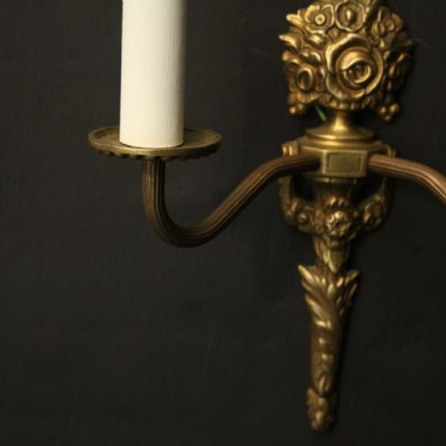 FRENCH PAIR OF TWIN ARM GILDED WALL LIGHTS - ADDITIONAL PHOTO 4
