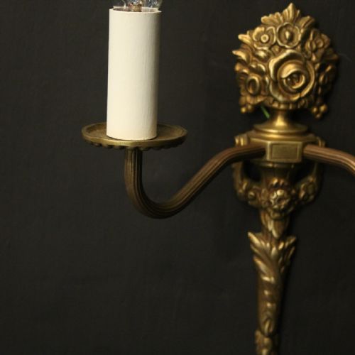 FRENCH PAIR OF TWIN ARM GILDED WALL LIGHTS - ADDITIONAL PHOTO 6