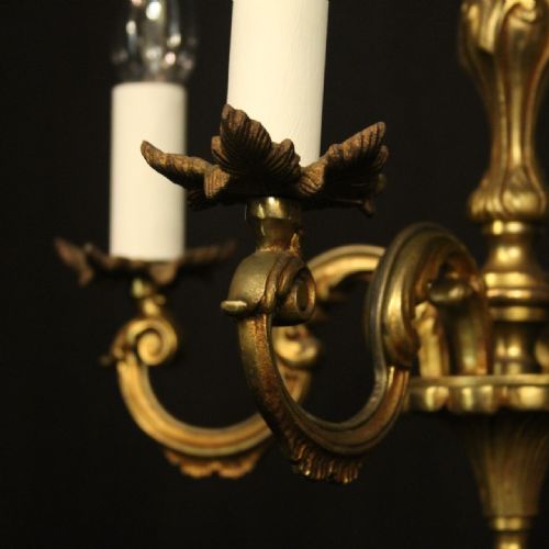 FRENCH GILDED BRONZE 4 LIGHT ANTIQUE CHANDELIER - ADDITIONAL PHOTO 1