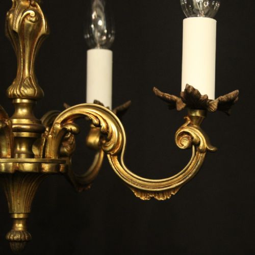 FRENCH GILDED BRONZE 4 LIGHT ANTIQUE CHANDELIER - ADDITIONAL PHOTO 2