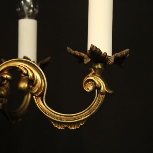 FRENCH GILDED BRONZE 4 LIGHT ANTIQUE CHANDELIER - ADDITIONAL PHOTO 3