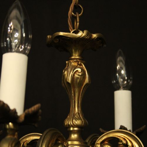 FRENCH GILDED BRONZE 4 LIGHT ANTIQUE CHANDELIER - ADDITIONAL PHOTO 4