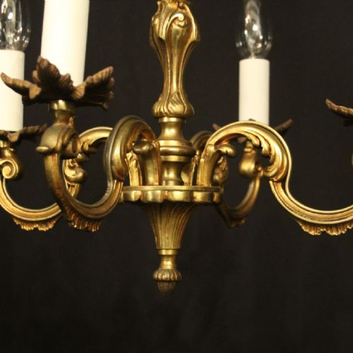 FRENCH GILDED BRONZE 4 LIGHT ANTIQUE CHANDELIER - ADDITIONAL PHOTO 5