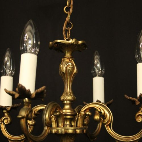 FRENCH GILDED BRONZE 4 LIGHT ANTIQUE CHANDELIER - ADDITIONAL PHOTO 6