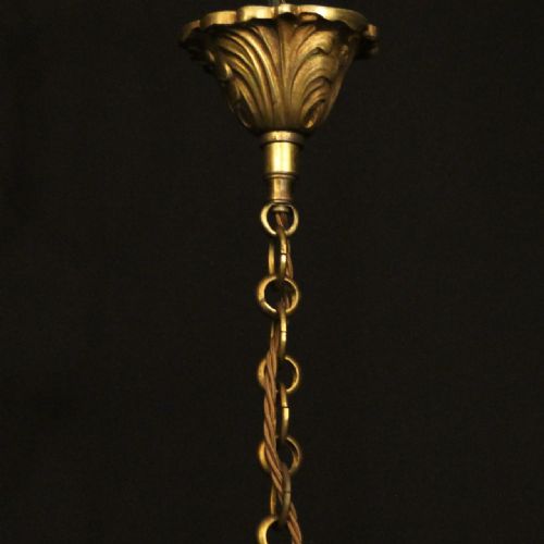 FRENCH GILDED BRONZE 4 LIGHT ANTIQUE CHANDELIER - ADDITIONAL PHOTO 7