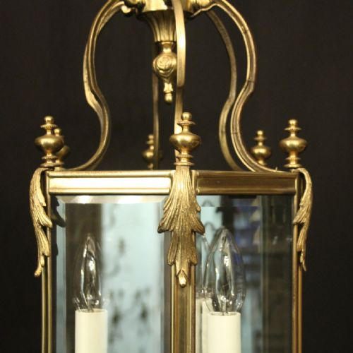 ENGLISH HEXAGONAL TRIPLE LIGHT GILDED LANTERN - ADDITIONAL PHOTO 1
