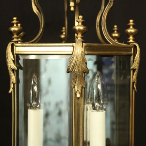 ENGLISH HEXAGONAL TRIPLE LIGHT GILDED LANTERN - ADDITIONAL PHOTO 2