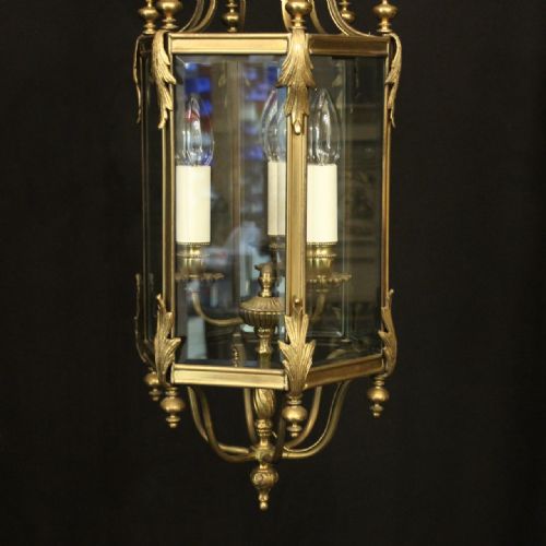 ENGLISH HEXAGONAL TRIPLE LIGHT GILDED LANTERN - ADDITIONAL PHOTO 3