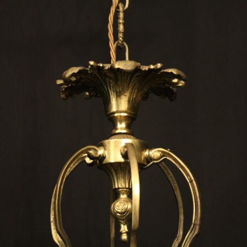 ENGLISH HEXAGONAL TRIPLE LIGHT GILDED LANTERN - ADDITIONAL PHOTO 4