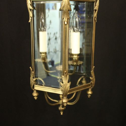 ENGLISH HEXAGONAL TRIPLE LIGHT GILDED LANTERN - ADDITIONAL PHOTO 6