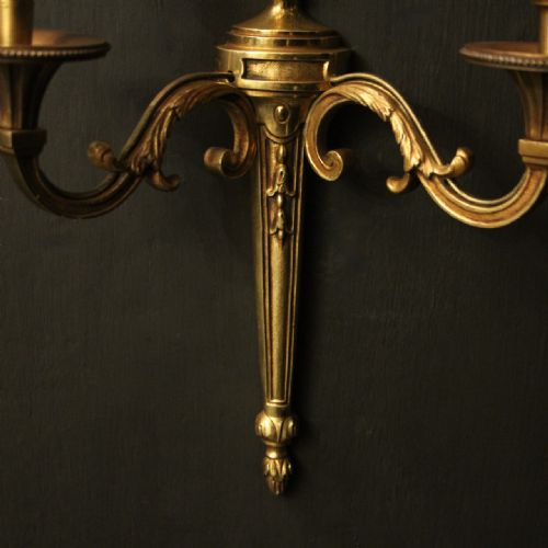 FRENCH PAIR OF GILDED ANTIQUE WALL LIGHTS - ADDITIONAL PHOTO 1