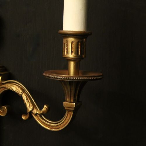 FRENCH PAIR OF GILDED ANTIQUE WALL LIGHTS - ADDITIONAL PHOTO 2