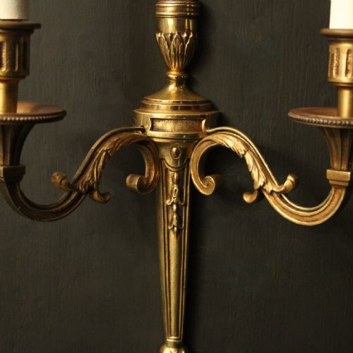 FRENCH PAIR OF GILDED ANTIQUE WALL LIGHTS - ADDITIONAL PHOTO 4