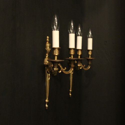 FRENCH PAIR OF GILDED ANTIQUE WALL LIGHTS - ADDITIONAL PHOTO 7
