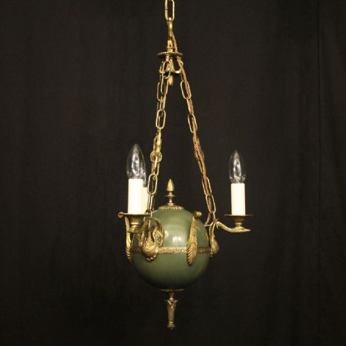 french empire triple light antique chandelier - CATEGORY: ANTIQUE LIGHTING - DATED 1930