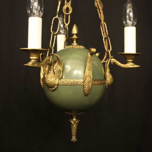 FRENCH EMPIRE TRIPLE LIGHT ANTIQUE CHANDELIER - ADDITIONAL PHOTO 1
