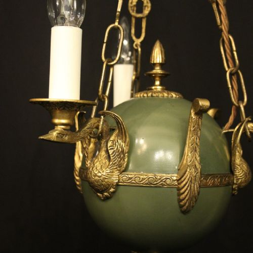 FRENCH EMPIRE TRIPLE LIGHT ANTIQUE CHANDELIER - ADDITIONAL PHOTO 2
