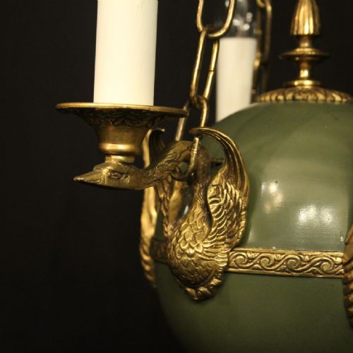 FRENCH EMPIRE TRIPLE LIGHT ANTIQUE CHANDELIER - ADDITIONAL PHOTO 3