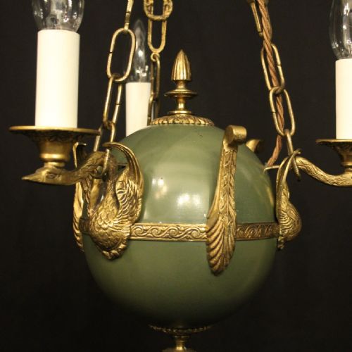 FRENCH EMPIRE TRIPLE LIGHT ANTIQUE CHANDELIER - ADDITIONAL PHOTO 4