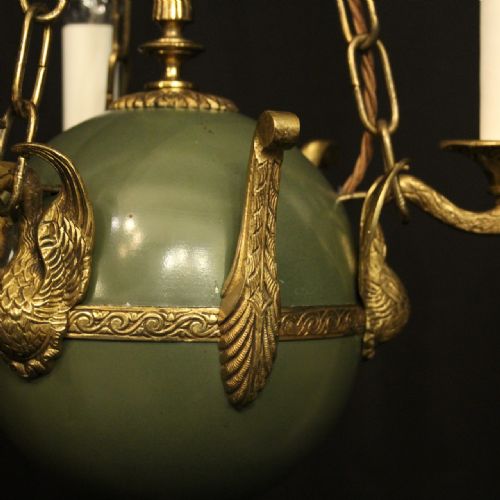 FRENCH EMPIRE TRIPLE LIGHT ANTIQUE CHANDELIER - ADDITIONAL PHOTO 5