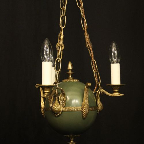 FRENCH EMPIRE TRIPLE LIGHT ANTIQUE CHANDELIER - ADDITIONAL PHOTO 6