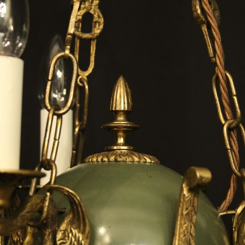 FRENCH EMPIRE TRIPLE LIGHT ANTIQUE CHANDELIER - ADDITIONAL PHOTO 7