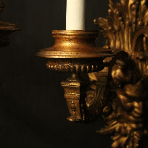 FRENCH LARGE 19TH C GILDED BRONZE ANTIQUE WALL SCONCES - ADDITIONAL PHOTO 2