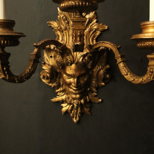 FRENCH LARGE 19TH C GILDED BRONZE ANTIQUE WALL SCONCES - ADDITIONAL PHOTO 4