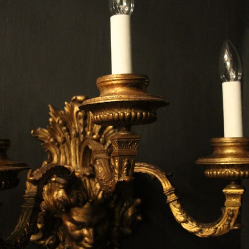 FRENCH LARGE 19TH C GILDED BRONZE ANTIQUE WALL SCONCES - ADDITIONAL PHOTO 5