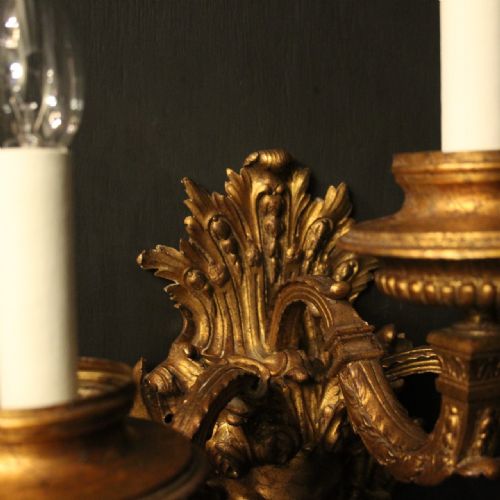 FRENCH LARGE 19TH C GILDED BRONZE ANTIQUE WALL SCONCES - ADDITIONAL PHOTO 6
