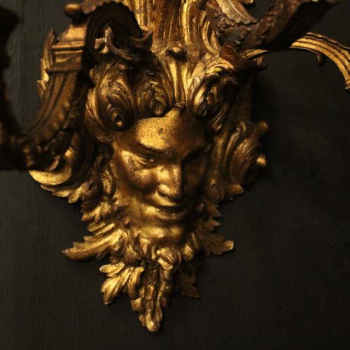 FRENCH LARGE 19TH C GILDED BRONZE ANTIQUE WALL SCONCES - ADDITIONAL PHOTO 7
