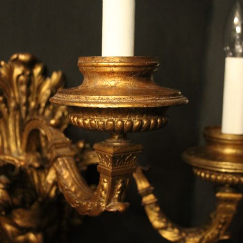 FRENCH LARGE 19TH C GILDED BRONZE ANTIQUE WALL SCONCES - ADDITIONAL PHOTO 8